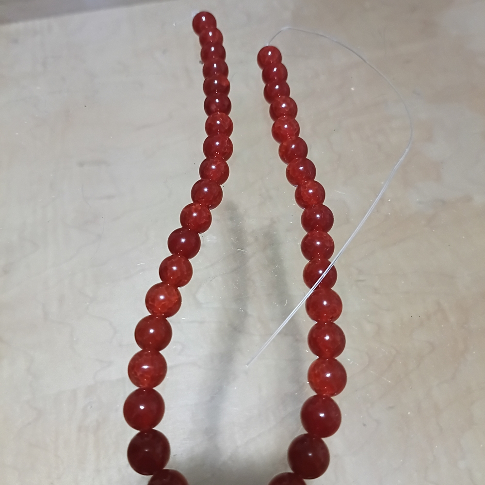 Bright Red Round Bead Necklace for Women